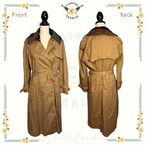 Vintage PBD International Trench Coat Women's 13/14 Tan Belted Removable Collar